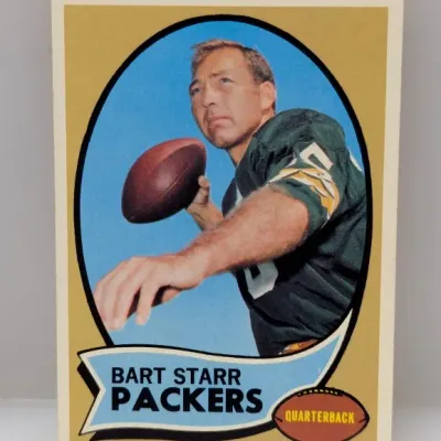 Sale Photo Thumbnail #464: 1969 Topps Bart Starr #85 vintage football trading card featuring the Green Bay Packers quarterback in good condition.