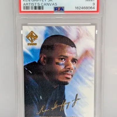 Sale Photo Thumbnail #31: PSA-graded 9 MINT 2000 Pacific Private Stock Ken Griffey Jr. Artist's Canvas baseball card (#17).