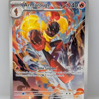 Sale Photo Thumbnail #706: Armarouge full-art illustration rare Pokémon trading card (#086/084) from the Scarlet & Violet series.