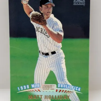 Sale Photo Thumbnail #715: 1998 Stadium Club Matt Holliday MLB Draft Pick rookie baseball card, featuring the Colorado Rockies outfielder.