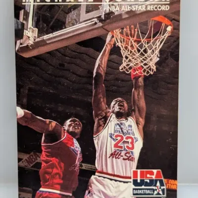 Sale Photo Thumbnail #482: 1991-92 Hoops Michael Jordan USA Basketball trading card #579, featuring his NBA All-Star Record.
