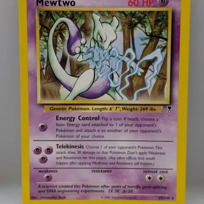 Sale Photo Thumbnail #740: Pokémon Mewtwo trading card from the 2002 Legendary Collection set, card number 29/110.