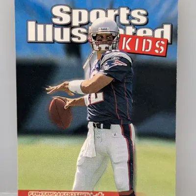 Sale Photo Thumbnail #303: 2002 Sports Illustrated Kids Topps Tom Brady Fantasy Football trading card #172 in good condition.