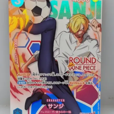 Sale Photo Thumbnail #308: Japanese One Piece Card Game Sanji promotional card (OP05-047 R), featuring foil accents and full-art illustration.