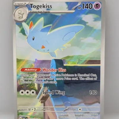 Sale Photo Thumbnail #729: Togekiss full-art holographic Pokémon trading card, card number 235/217 from the Scarlet & Violet expansion.