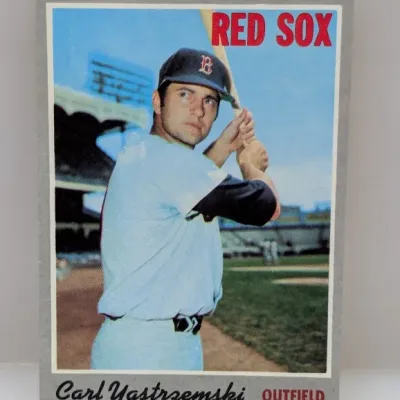 Sale Photo Thumbnail #599: 1970 Topps Carl Yastrzemski #10 vintage baseball trading card in good condition with minor corner wear.