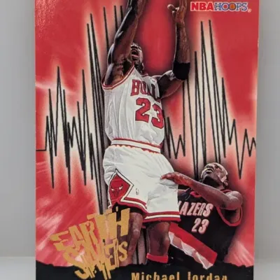 Sale Photo Thumbnail #305: 1997-98 NBA Hoops "Earth Shakers" Michael Jordan basketball card #5ES.