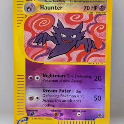 Sale Photo Thumbnail #168: 2002 Pokémon Expedition Base Set Haunter reverse holo trading card (#80/165), illustrated by Yukiko Baba, in good condition.