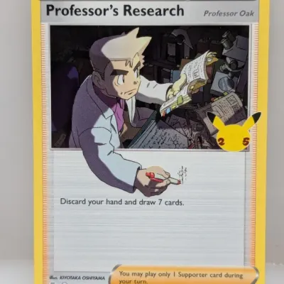 Sale Photo Thumbnail #767: Pokémon Professor's Research Professor Oak Supporter card, 023/025, from the 25th Anniversary Celebrations set.