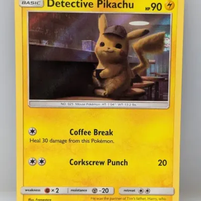 Sale Photo Thumbnail #260: Detective Pikachu promo Pokémon trading card, SM190, released in 2019.