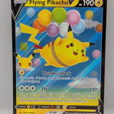 Sale Photo Thumbnail #604: Flying Pikachu V holographic Pokémon card, #006/025 from the 2021 25th Anniversary Celebrations set.
