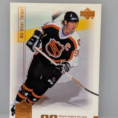 Sale Photo Thumbnail #359: 1990-91 Upper Deck Wayne Gretzky "All-Star Talent" hockey trading card #99, featuring copper foil accents and crisp corners.