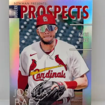 Sale Photo Thumbnail #398: 2022 Bowman Modern Prospects Joshua Baez insert baseball trading card for the St. Louis Cardinals in near-mint condition.