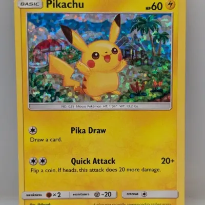 Sale Photo Thumbnail #228: 2018 Pokémon Pikachu holo trading card, McDonald's collection 4/12, in good condition.