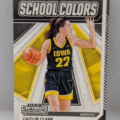Sale Photo Thumbnail #748: 2023-24 Panini Contenders "School Colors" Caitlin Clark Iowa Hawkeyes trading card.