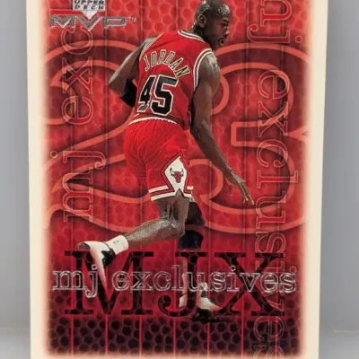 Sale Photo Thumbnail #388: Upper Deck MVP Michael Jordan "MJ Exclusives" basketball trading card featuring Jordan in his #45 Chicago Bulls jersey.