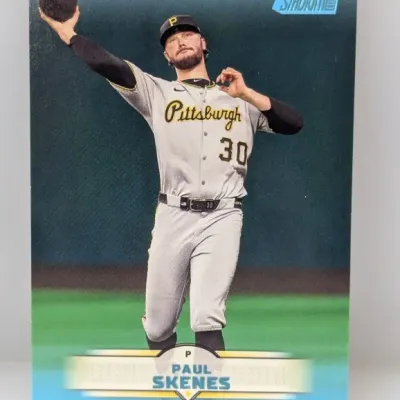 Sale Photo Thumbnail #459: Topps Stadium Club Paul Skenes rookie baseball card featuring a full-bleed photo design of the Pittsburgh Pirates pitcher.