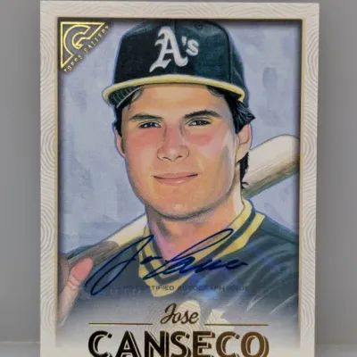 Sale Photo Thumbnail #316: Topps Gallery Jose Canseco Oakland Athletics certified autograph baseball trading card in good condition.