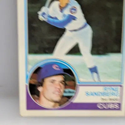 Sale Photo Thumbnail #511: 1983 Topps Ryne Sandberg rookie baseball card #83 featuring the Chicago Cubs hall of famer.
