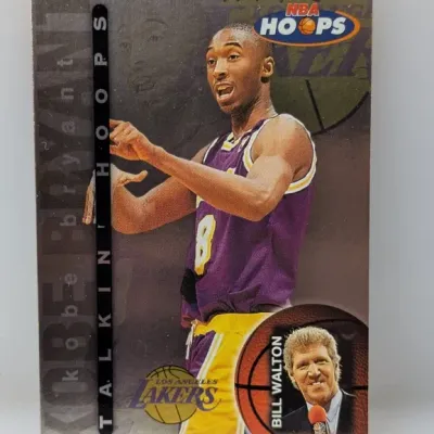 Sale Photo Thumbnail #342: 1998-99 NBA Hoops Talkin' Hoops Kobe Bryant basketball trading card featuring Bill Walton in a circular inset.