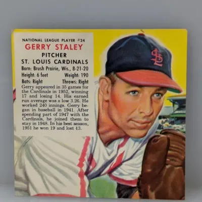 Sale Photo Thumbnail #436: 1953 Topps Gerry Staley #24 baseball card featuring the St. Louis Cardinals pitcher.