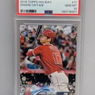 Sale Photo Thumbnail #15: 2018 Topps Holiday Shohei Ohtani #17 rookie card, graded PSA GEM MT 10.