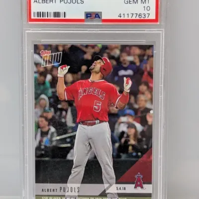 Sale Photo Thumbnail #235: PSA GEM MT 10 graded 2018 Topps Now Albert Pujols trading card, #170, commemorating his 3000th hit.