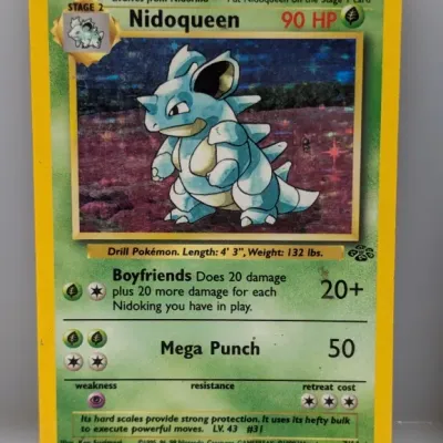 Sale Photo Thumbnail #266: Pokemon Jungle set holographic Nidoqueen 7/64 trading card, produced by Wizards of the Coast in 1999.