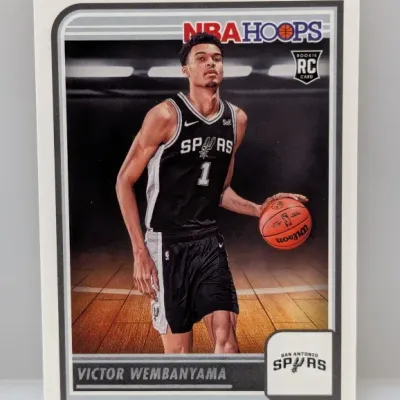 Sale Photo Thumbnail #449: 2023-24 NBA Hoops Victor Wembanyama rookie card #277 in excellent condition.
