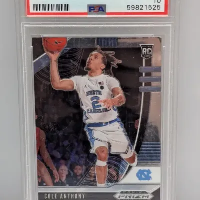 Sale Photo Thumbnail #54: PSA-graded 10 Gem Mint 2020 Panini Prizm Draft Picks Cole Anthony rookie card (#49).