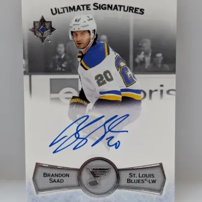 Sale Photo Thumbnail #629: Upper Deck Ultimate Signatures autographed trading card featuring Brandon Saad of the St. Louis Blues.