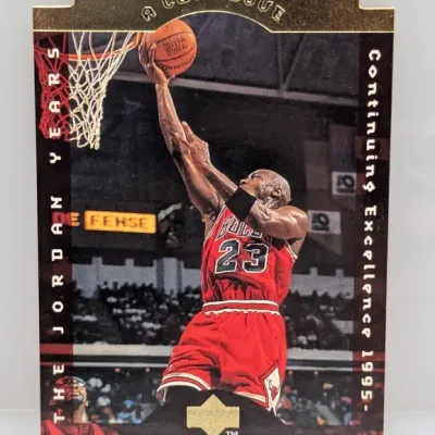 Sale Photo Thumbnail #830: 1990s Upper Deck Michael Jordan 'A Cut Above' insert basketball trading card in good condition.