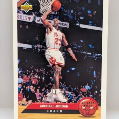 Sale Photo Thumbnail #897: 1992-93 Upper Deck Michael Jordan basketball trading card #23 in good condition.