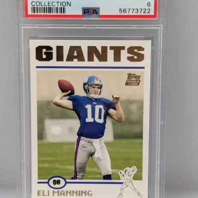 Sale Photo Thumbnail #345: PSA-graded EX-MT 6 2004 Topps Eli Manning rookie collection trading card #350.