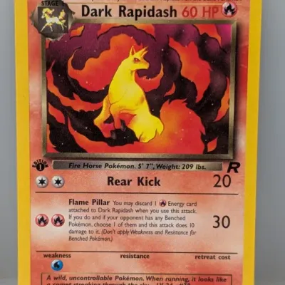 Sale Photo Thumbnail #520: Pokemon Team Rocket 1st Edition Dark Rapidash card 44/82, printed in 2000.