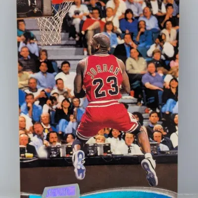 Sale Photo Thumbnail #553: 1992-93 Stadium Club Michael Jordan #1 basketball trading card featuring the iconic full-bleed photograph.