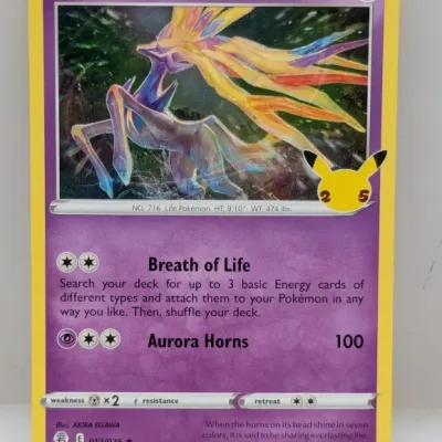 Sale Photo Thumbnail #725: Pokémon Xerneas 012/025 holo card from the 25th Anniversary Celebrations set, featuring artwork by Akira Egawa.