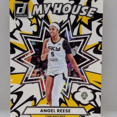 Sale Photo Thumbnail #763: 2024 Donruss Angel Reese 'My House' insertion basketball trading card featuring the Chicago Sky rookie player.