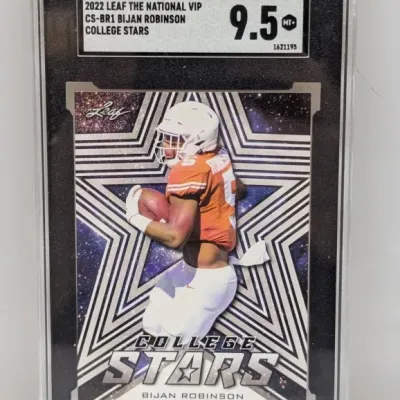 Sale Photo Thumbnail #161: SGC-graded 9.5 Mint+ 2022 Leaf The National VIP College Stars Bijan Robinson trading card #CS-BR1.