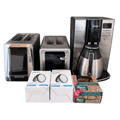 Mr. Coffee Coffeemaker Revolution InstaGLO and Whall Stainless Steel Toasters