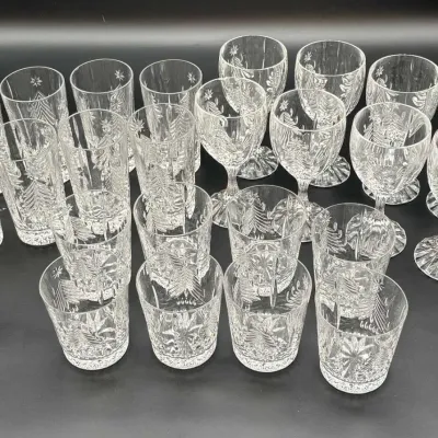 Mikasa Holiday Elegance Crystal Wine Goblets Highball Glasses Lowball Tumblers