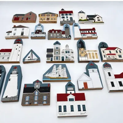 The Cat's Meow Village Nautical Series and Lighthouse Wooden Replicas