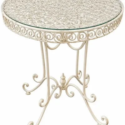 Vintage Wrought Iron Bistro Table with Acrylic Top Cover