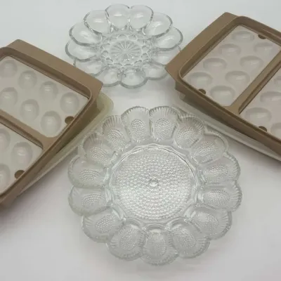 Tupperware Egg Keepers, Tiara Exclusives Glass Deviled Egg Plates