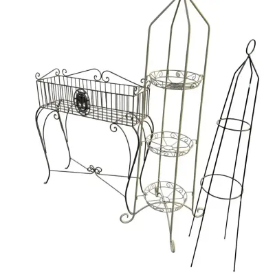 Wrought Iron Obelisk Garden Planter Box Multi Tiered Plant Stand