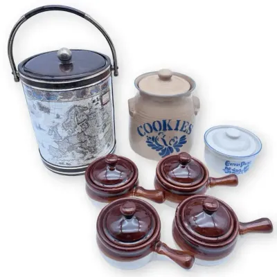 Pfaltzgraff Yorktowne Shelton Designs Ice Bucket and Century Pride Stoneware
