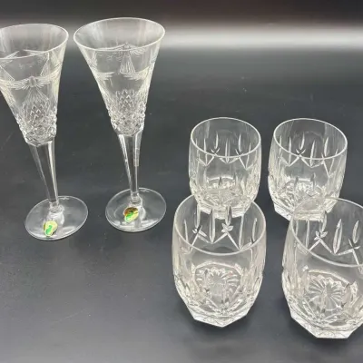 Waterford Crystal Millennium Peace Flutes & Marquis Old Fashioned Glasses