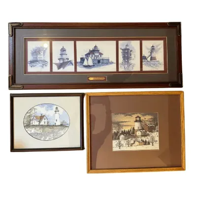 Ben Richmond Framed Lighthouse Art Prints Wall Decor