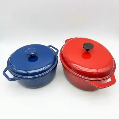 Enameled Cast Iron Dutch Ovens Innova Round Blue Unbranded Oval Red Cookware