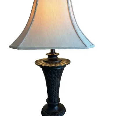 Faux Basketweave Bronze Finish Electric Table Lamp Home Decor
